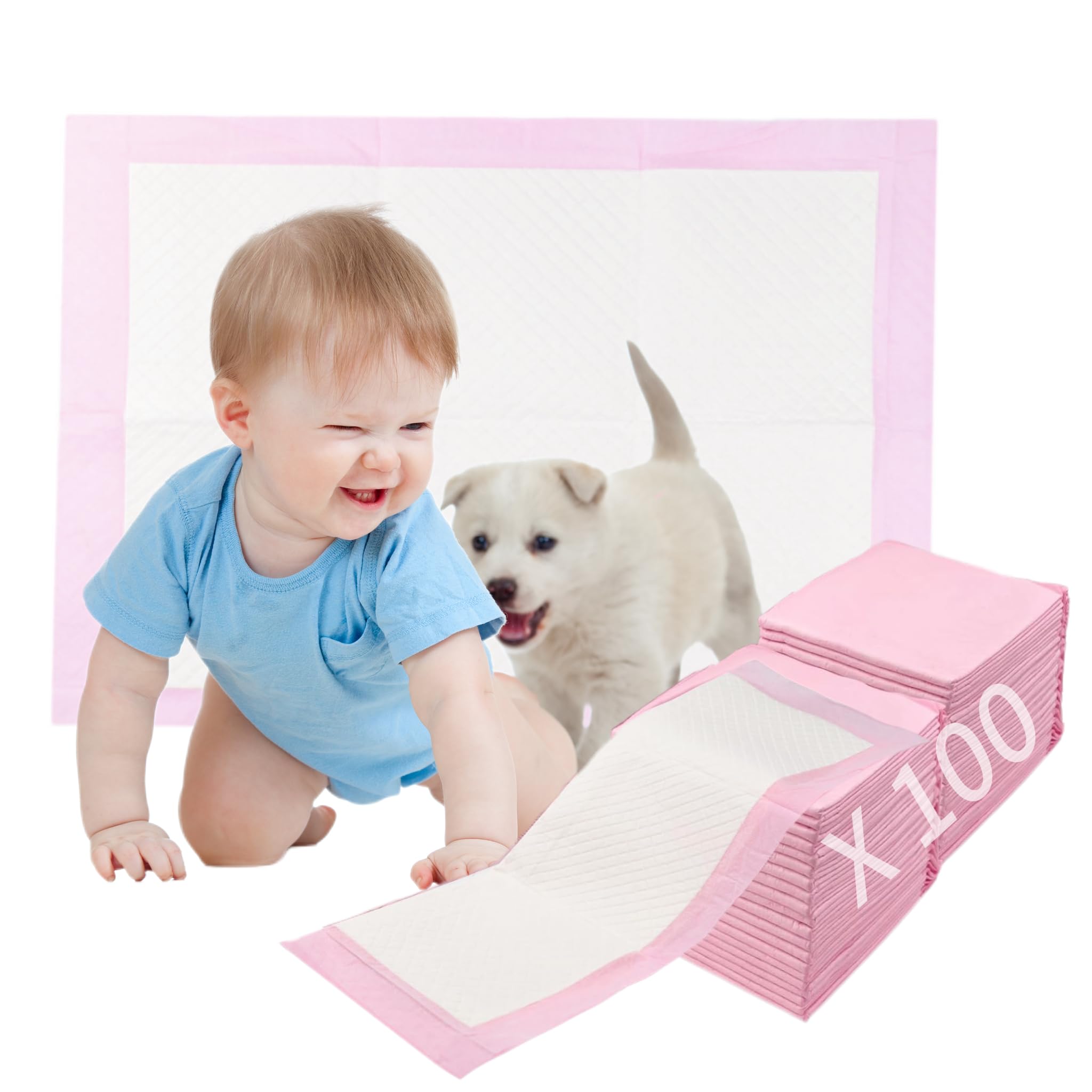 100 Stück Baby Inkontinenzunterlage Wickelunterlage Einweg, 33 × 45 cm Baby Wickelauflage, Changing Mat für Unterwegs, Hygienisch mit Superabsorber, Weich,Wasserdicht, Atmungsaktiv