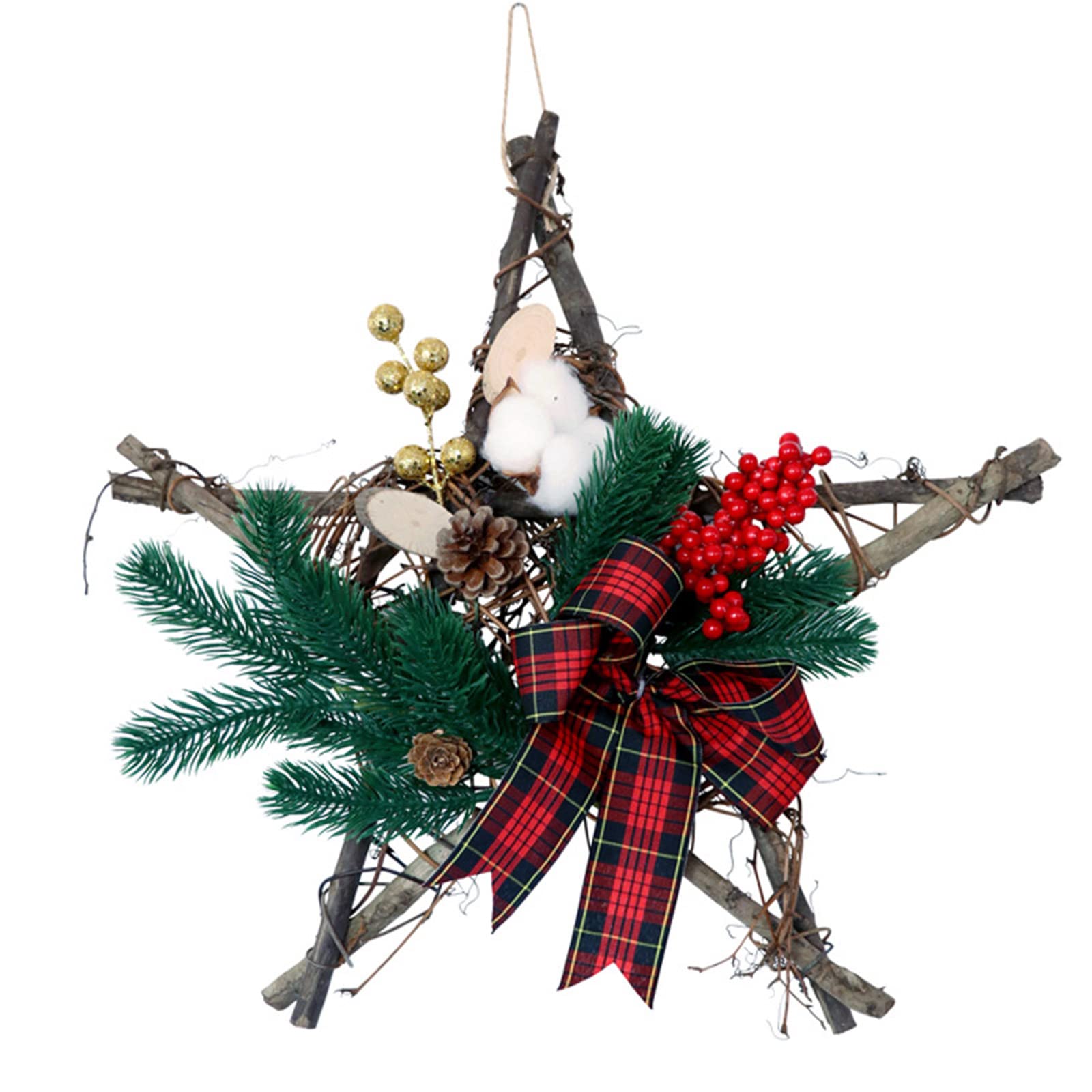 Tsophreniq 40CM Christmas Wreath Decorations Door Wreaths Pine Cones Bowknot Garland Home Decoration Christmas Wreath Decorations for Outside Front Door