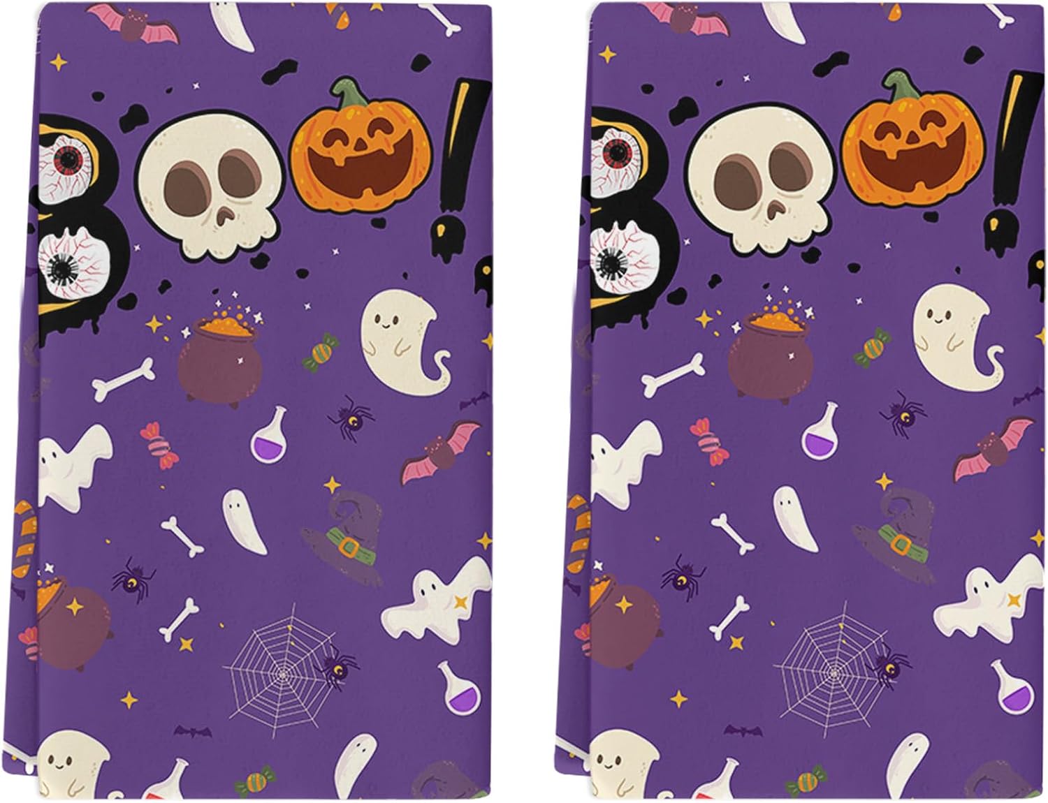 Sliner 3-Pack Pink Halloween Tablecloths - Little Boo Ghost Pumpkin Design, 108x54 Inch Plastic Party Table Covers