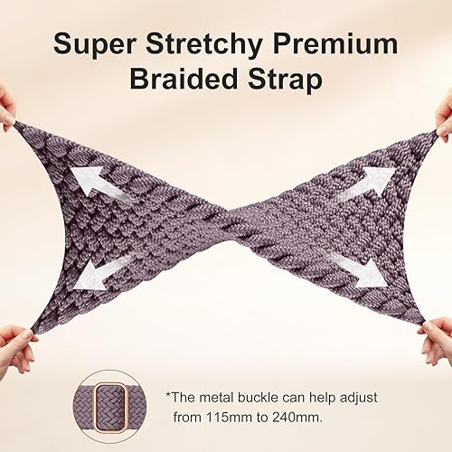 Miniatura 3 de Maledan Banda elástica trenzada compatible con Fitbit SenseFitbit Versa 3Versa 4Sense 2 bandas para mujeres y hombres, correa elástica suave para