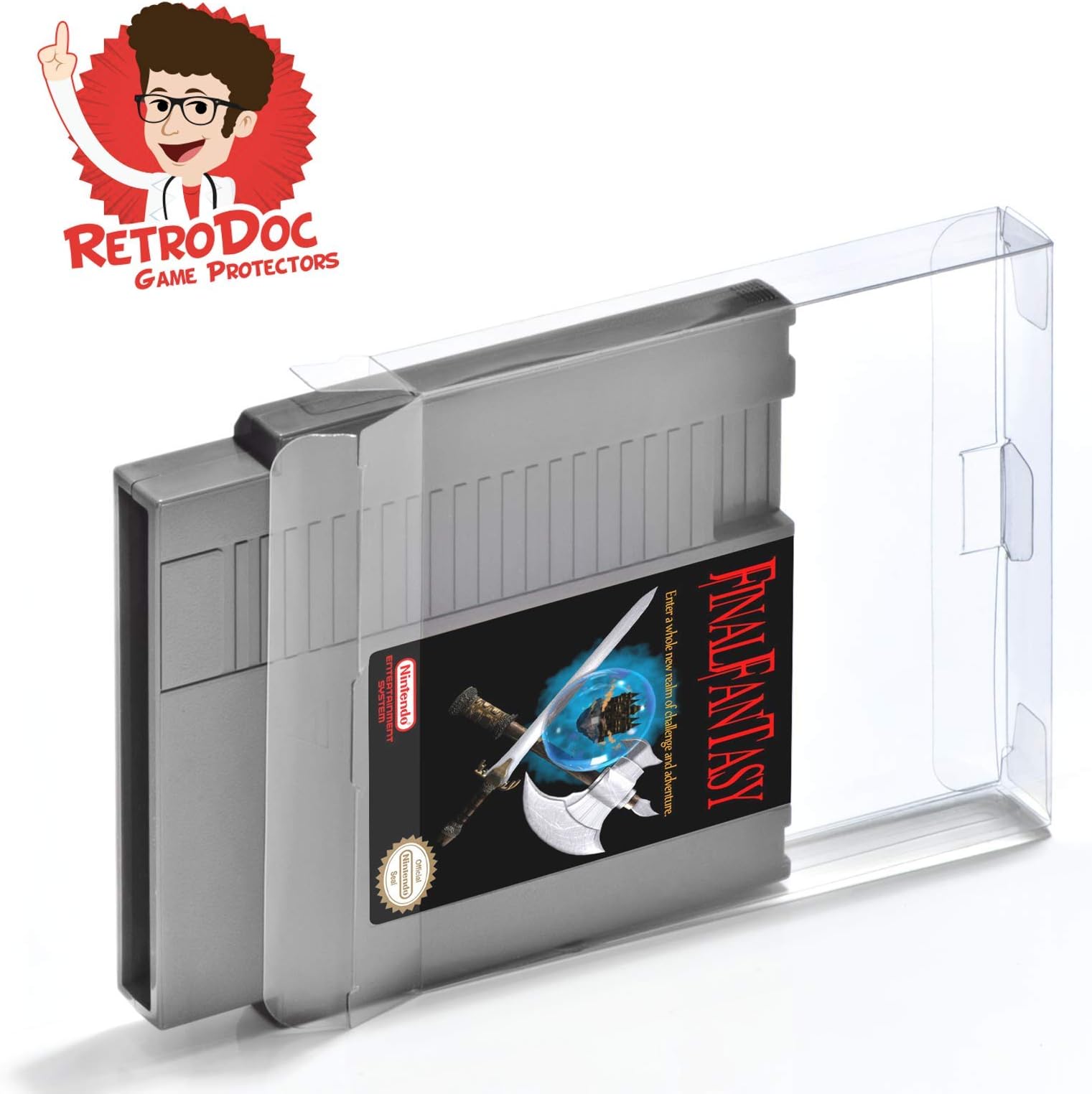 20 Game Box Protectors for Nintendo Entertainment Game Carts Modules - Perfect Snug Fit and Crystal Clear - PET 0,3MM - Retro Doc Game Protectors - NES Cart - Extra Tabs - Extra Protective Foil – Case - Cases