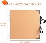 GWHOLE 8 x 8 Inch Scrapbook Photo Album Memories Book with 8 Sheets Stickers 30 Sheets for Baby Family Wedding Anniversary(Brown)