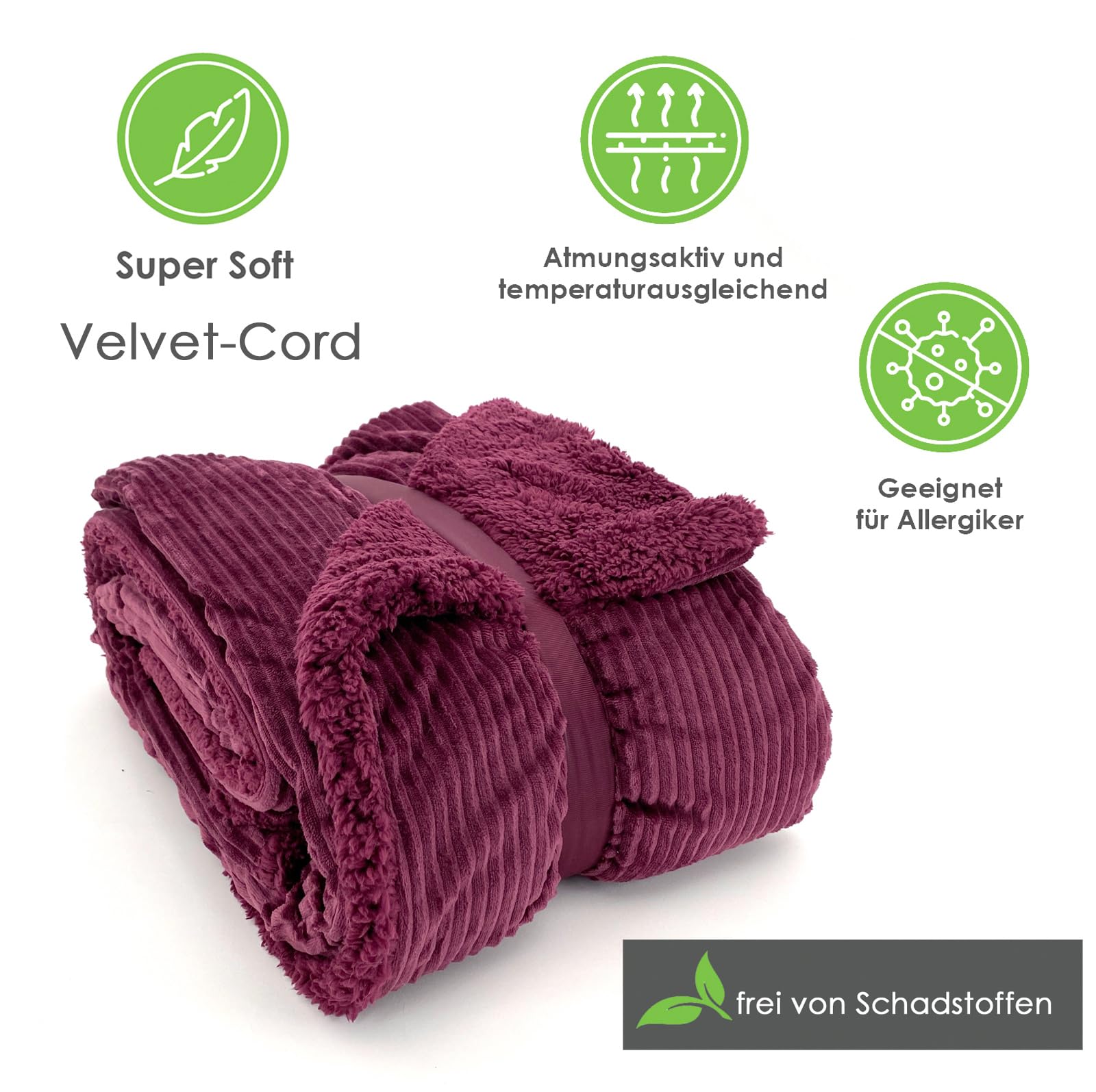heimtexland ® Coperta super spessa con morbida pelliccia Sherpa, 200 x 150 cm, modello 767, tortora
