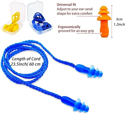 Miniatura 3 de Tapones para los oídos para dormir con cancelación de ruido, 16 pares de tapones reutilizables de silicona suave para los oídos, reducción de ruido