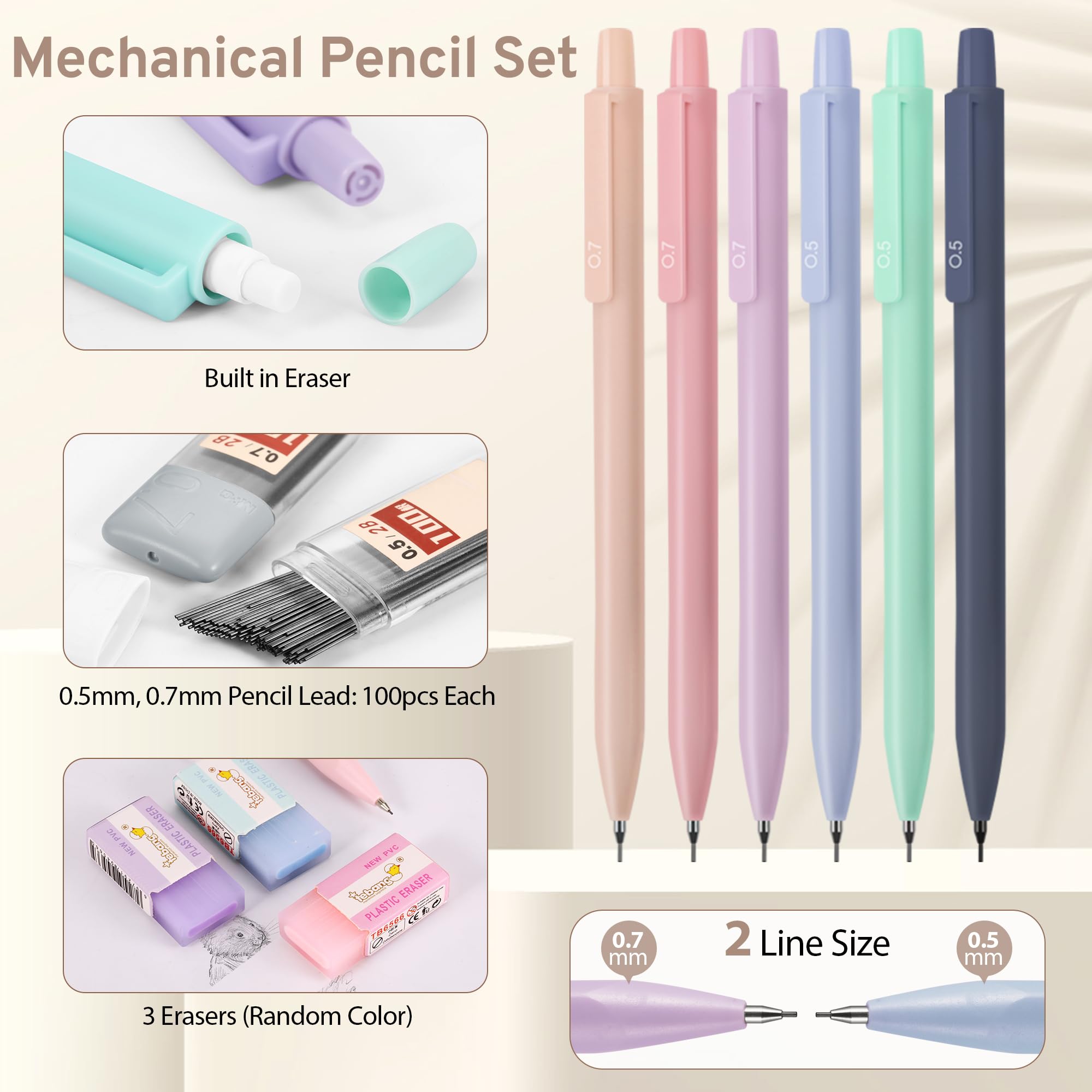 DazSpirit 62Piezas Set Papelería Estética con Estuche Plegable, 12 Resaltadores Pastel, 4 Bolígrafos Borrables, 5 Bolígrafos Gel, 6 Portaminas – Suministros Escolares para Niñas y Adolescentes (Rosa)