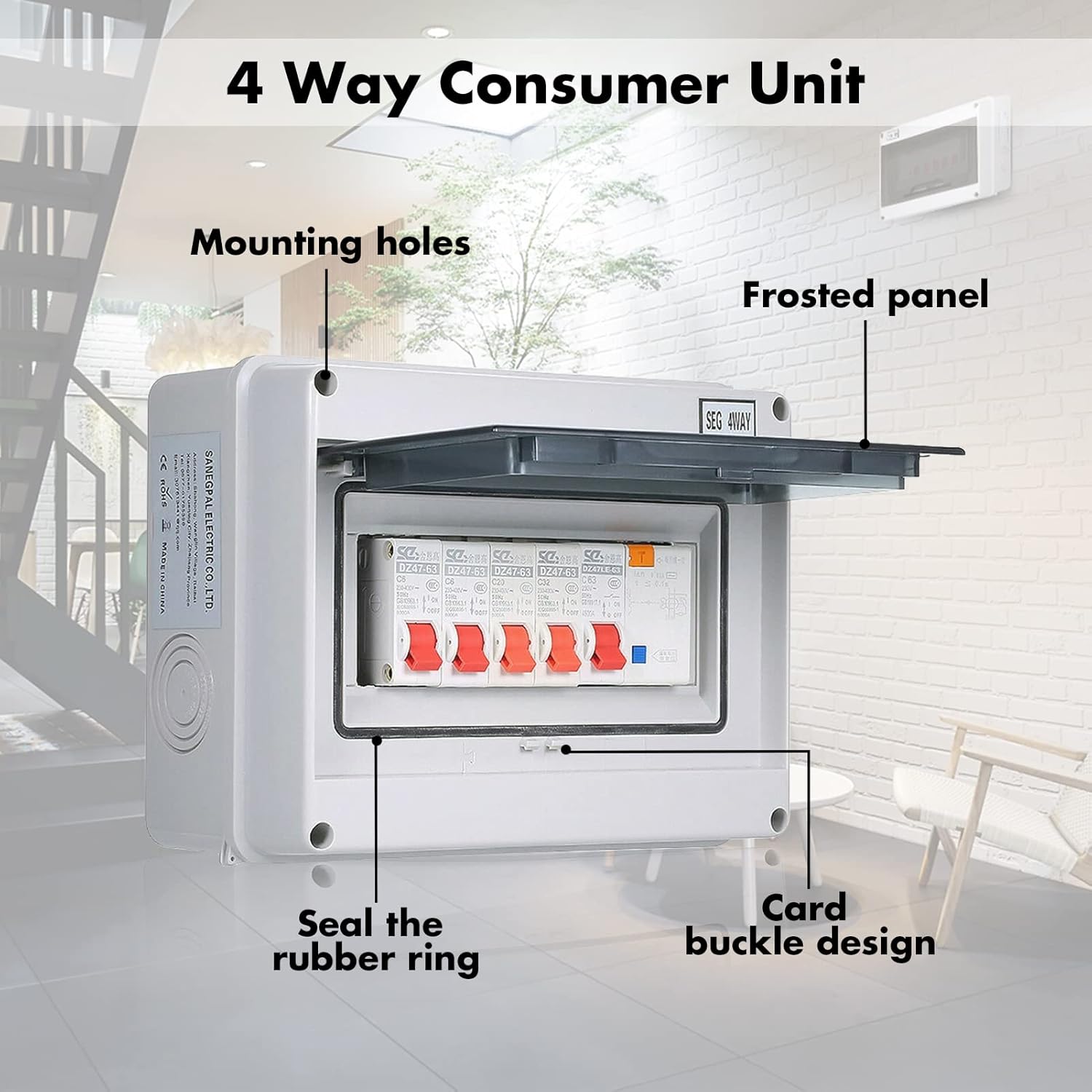 4 Way Garage Caravan Consumer Unit 63A 30mA RCD 4MCB 2 * 6A+20A+32A