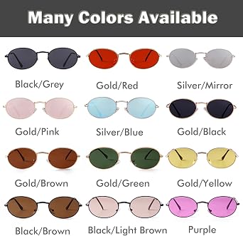 Retro Oval Sunglasses Women Men 90s Hippie sunglasses Metal Frame