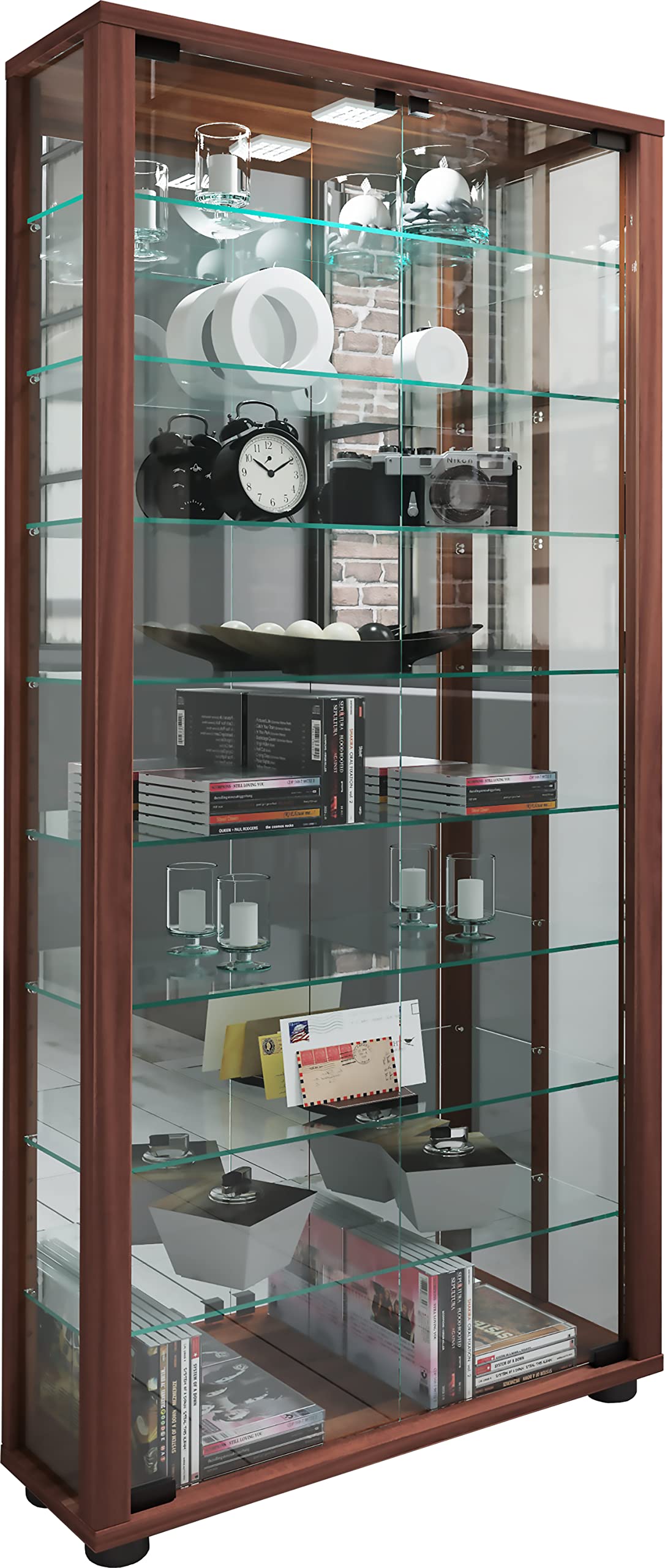 VCM Vitrine en bois Vitrine en verre à collectionner Vitrine sur pied Miroir Lumo Maxi Vitrine en bois Vitrine en verre à collectionner Vitrine sur pied Miroir Lumo Maxi