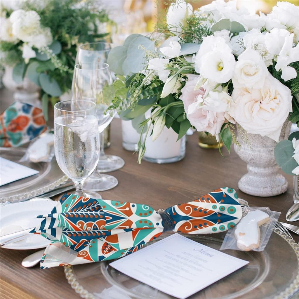 Ethnic Pattern Retro Table Napkins Cloth Set Soft Handkerchief Wedding Decoration Banquet Dinner(8pcs)