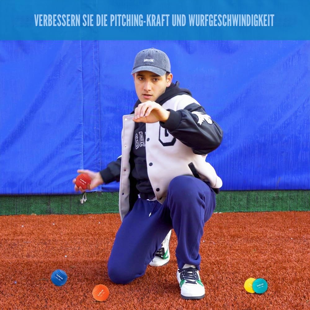 SunNordic 6/9 Pack Seams Plyometric Weighted Baseball Set (3.5-16/35/53/70 oz) - Variable Weight Plyo Baseballs for Improved Power & Pitching Training - for All Skill Levels