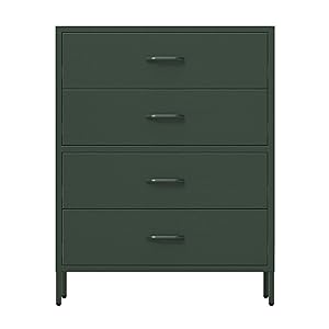 Jan Nowak Comoda Dormitorio Metal - Carla | 80 x 101,5 x 40 cm | Comoda 4 Cajones Metalicos Espaciosos, Superficie Brillante | Cajonera Dormitorio