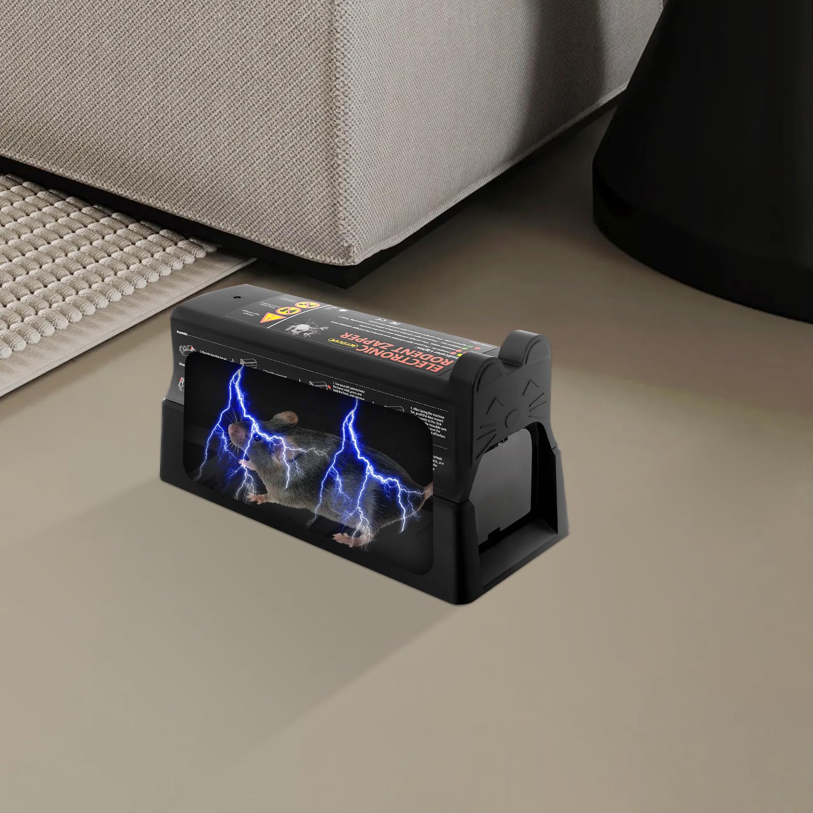 7000V - Trampa eléctrica para ratas y ratones, artefacto de control de roedores, caja de cebo para ratas, ratones, hámsters, ratones, ratones, hámsters, ratones, ratones, color negro