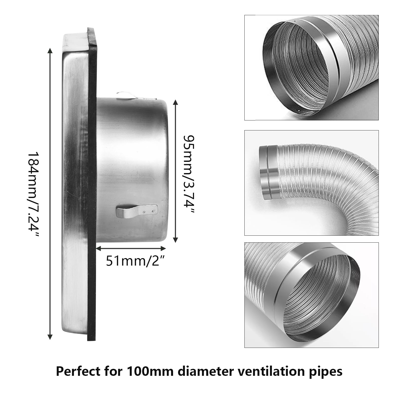 Crediri 2 Pezzi Griglia Di Ventilazione Rotonda Griglia Di Ventilazione In Acciaio Inox Griglia Di Uscita Dellaria In Acciaio Inox Griglia Di Ventilazione 125 Mm Apertura Di Ventilazione Regolabile 86439591 - 11