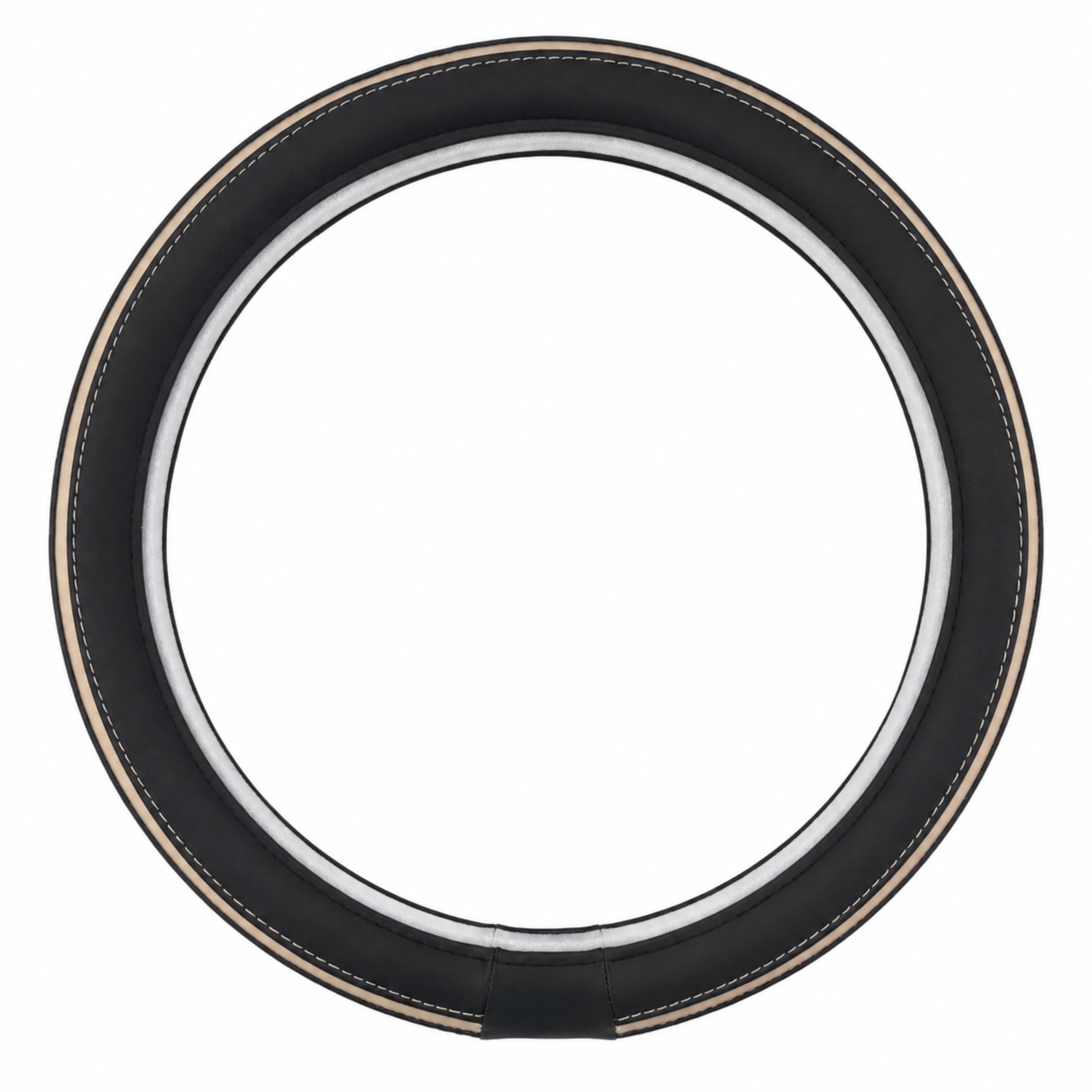 Universal Car Steering Wheel Cover | Premium PU Leather Steering Cover with Comfortable & Secure Grip, Durable & Heat Resistant | Fits Most Cars, SUVs & MPVs (Black & Beige)-image-24