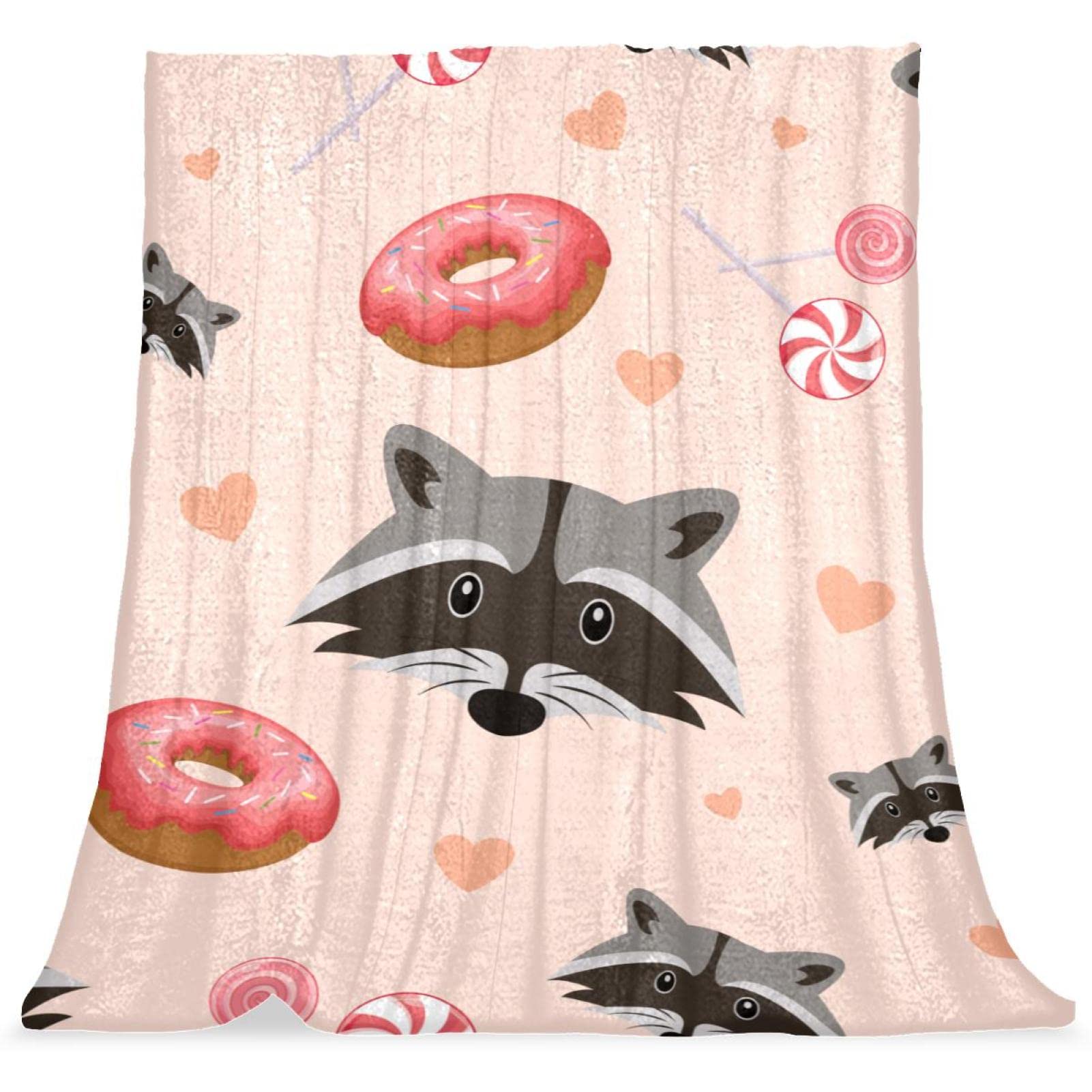 Couvre-lit doux et moelleux raton laveur de dessin animé pour enfant