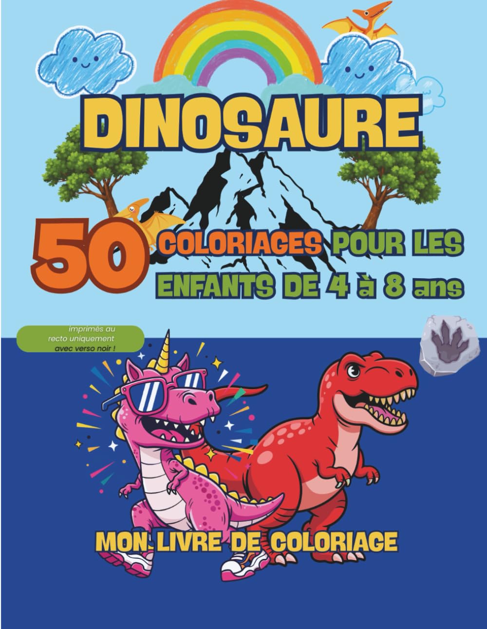 Mon Grand Livre de coloriage de Dinosaures:: 50 coloriages uniques pour les enfants de 4 à 8 ans, Livre de coloriage enfant dinosaures