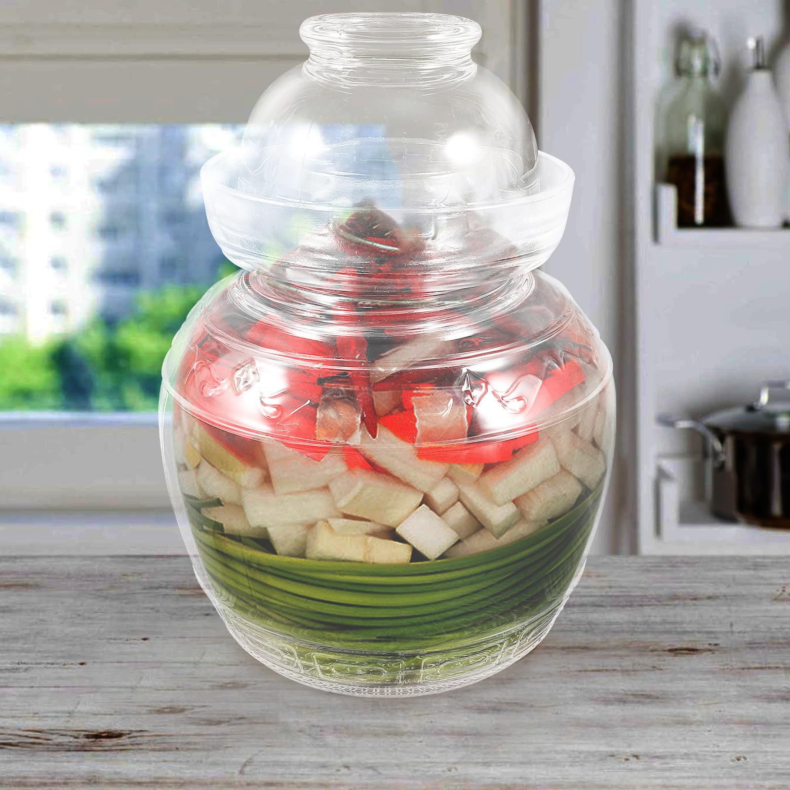 Tarro de Vidrio para Fermentación Doméstica Transparente y Hermético Recipiente para Conservar Encurtidos y Alimentos Cocina Capacidad Diseño Práctico y Duradero