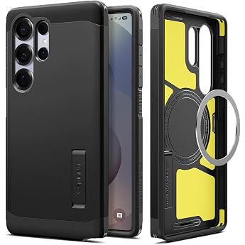 Spigen Tough Armor (AI) MagFit for Samsung Galaxy S25 Ultra - Black | Compatible with MagSafe, Integrated Kickstand, Air Cush