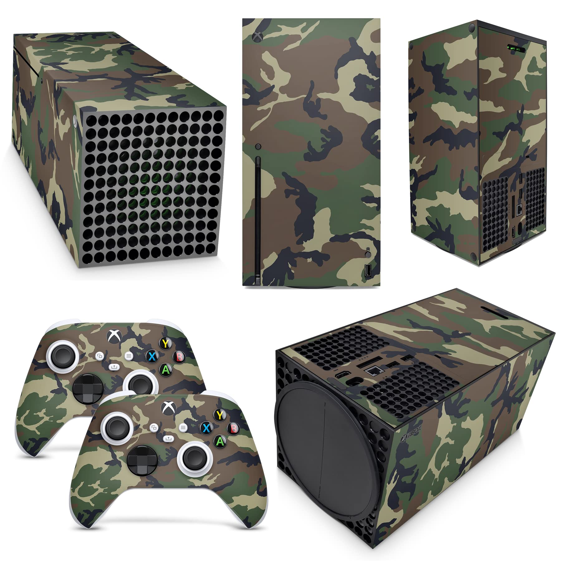 GNG Camouflage Skins Compatible with Xbox Series Series X Console Decal Vinal Sticker + 2 Controller Set