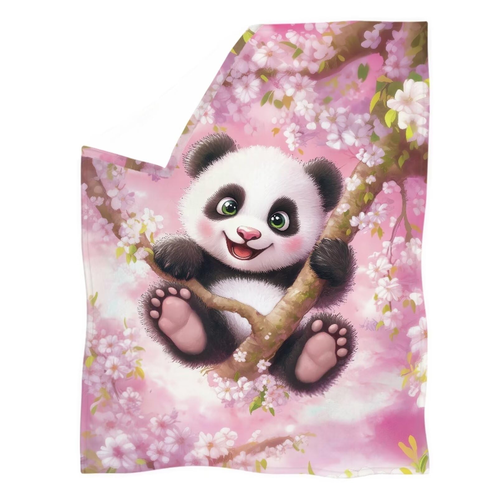 chaqlin Kids Girls Throw Blanket Cute Panda Blanket Fleece Soft Pink Bed Blanket Blanket All Season Cozy Plush Bed Flannel Blanket — image 1