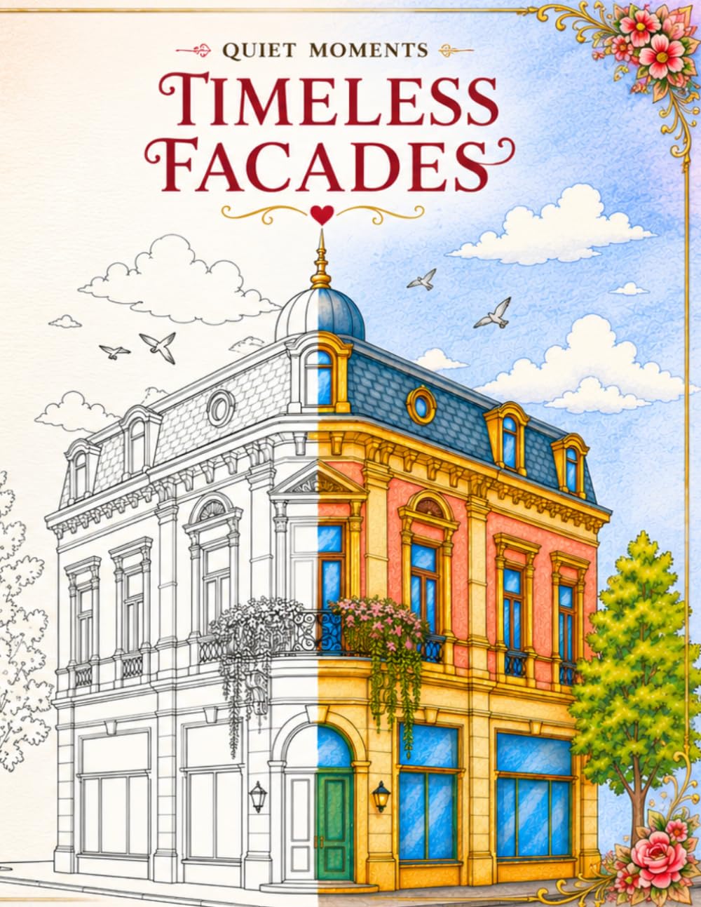 Quiet Moments: Timeless Facades: An Elegant Coloring Book of Historic European Homes and Ornamental Doors