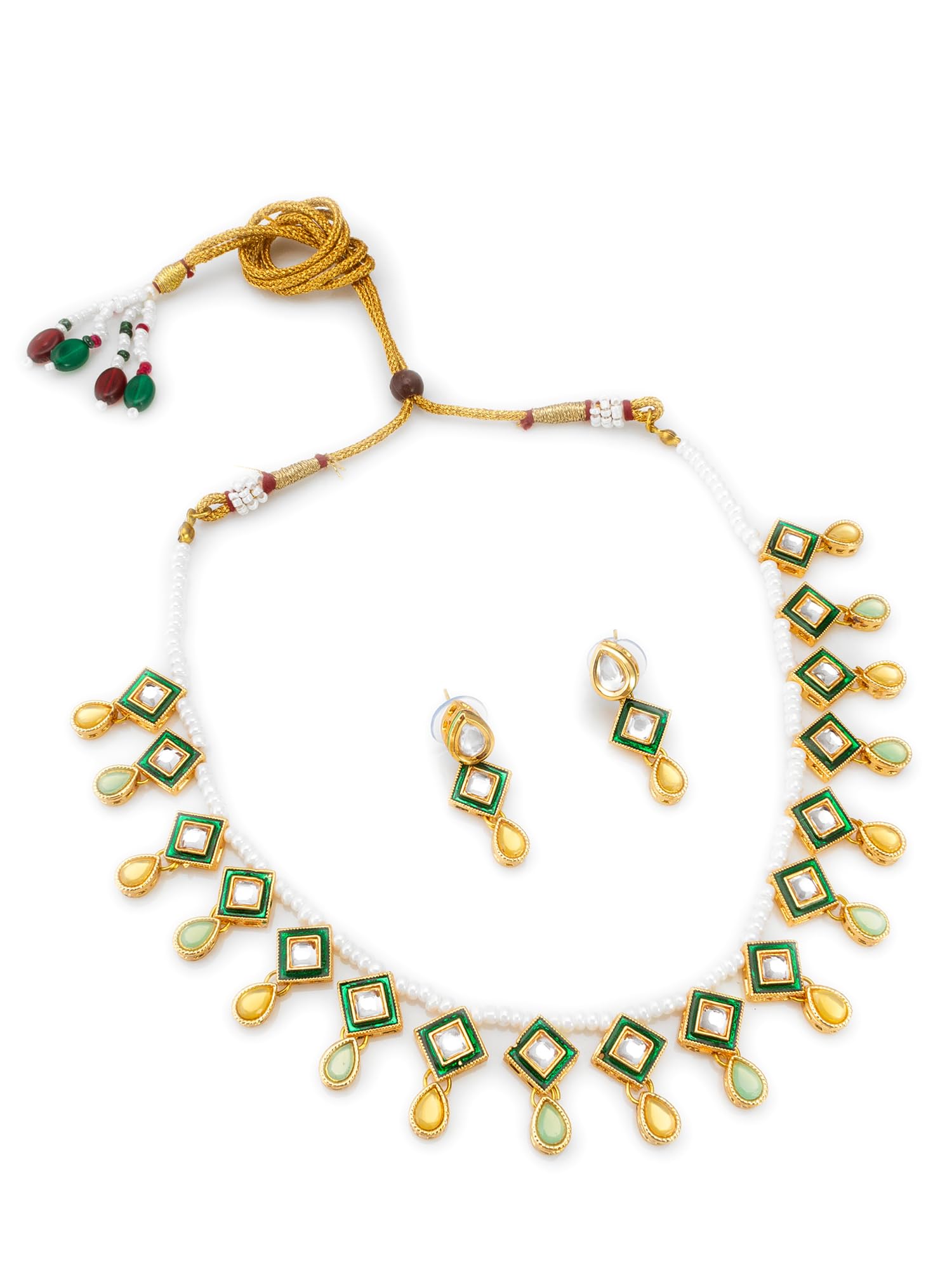 Gold Toned Kundan and Pearl Choker Jewellery Set - NK4665