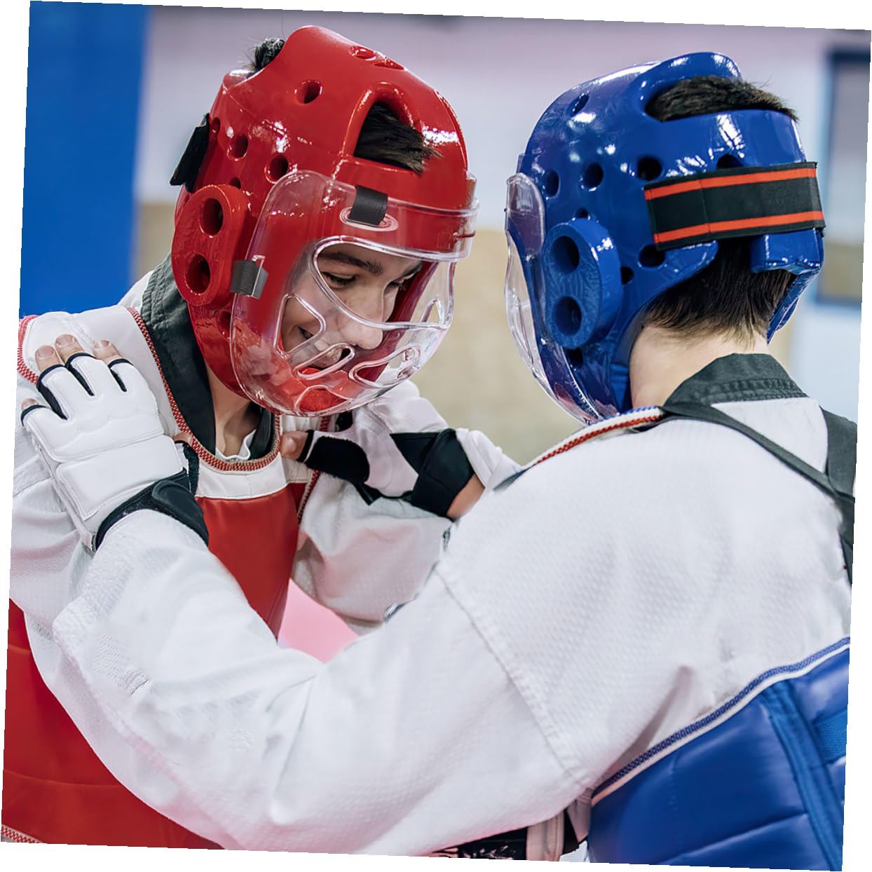 MAGICLULU Maschera Protettiva per Viso da Taekwondo 2 Pezzi Copertura Trasparente Staccabile, Equipaggiamento Protettivo Sportivo per Sparring Karate e Boxe, Leggera e Confortevole