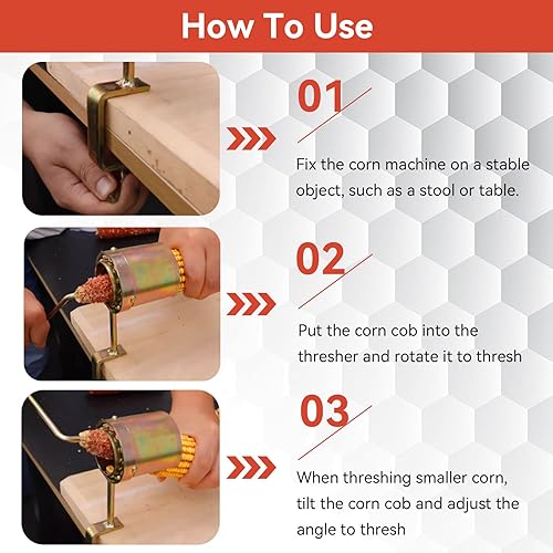 Miniatura 5 de Máquina descascaradora de maíz, herramienta de extracción de maíz de manivela de mano, desgranadora de maíz seco para palomitas de maíz, trituradora
