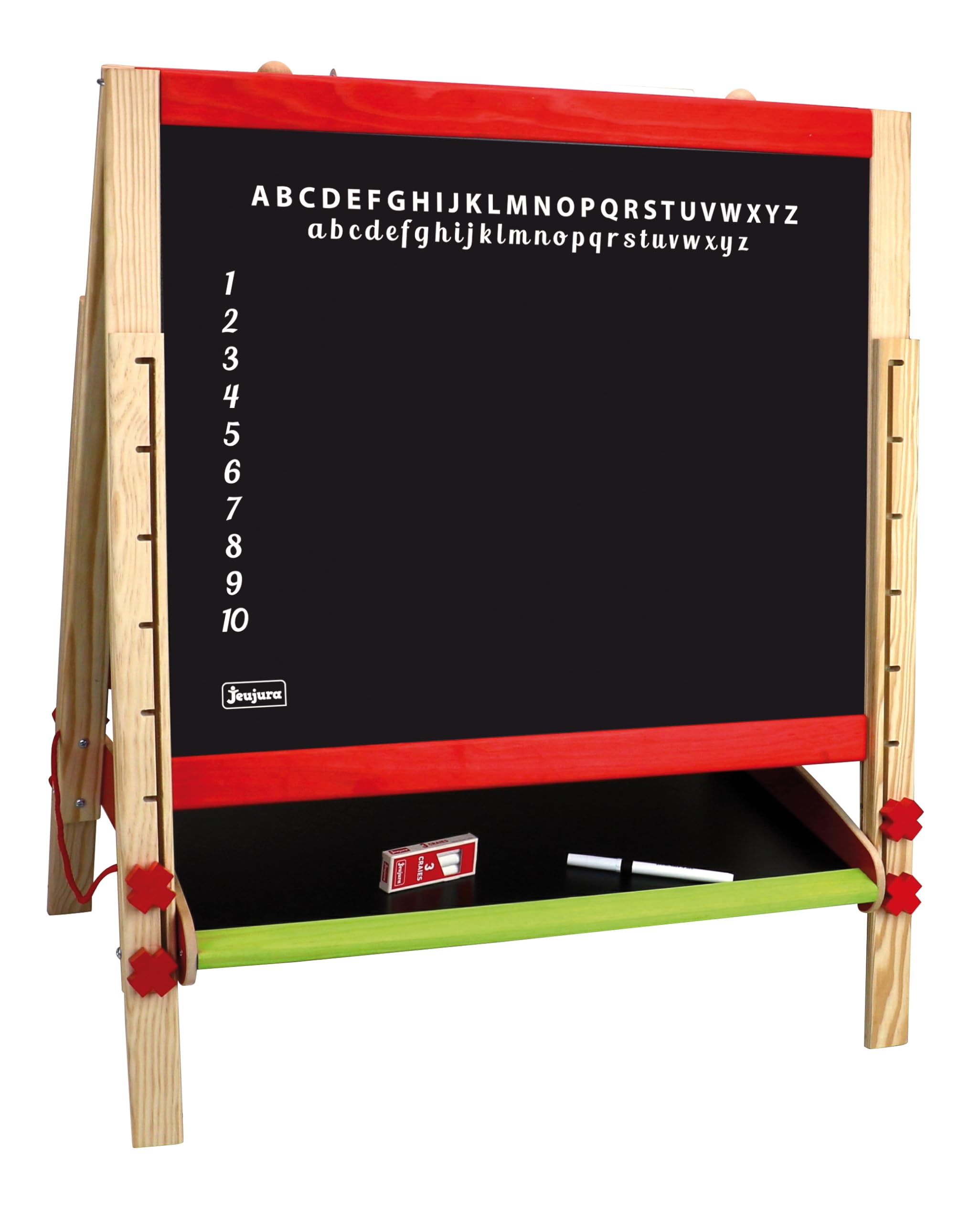 JeuJura - 8762 - Grand Tableau Multifonctions Réglable - Multifonctions Avec Accessoires - Ecrire - Dessiner - Ardoise Magnétique et à craie - A partir de 3 ans, Blanche
