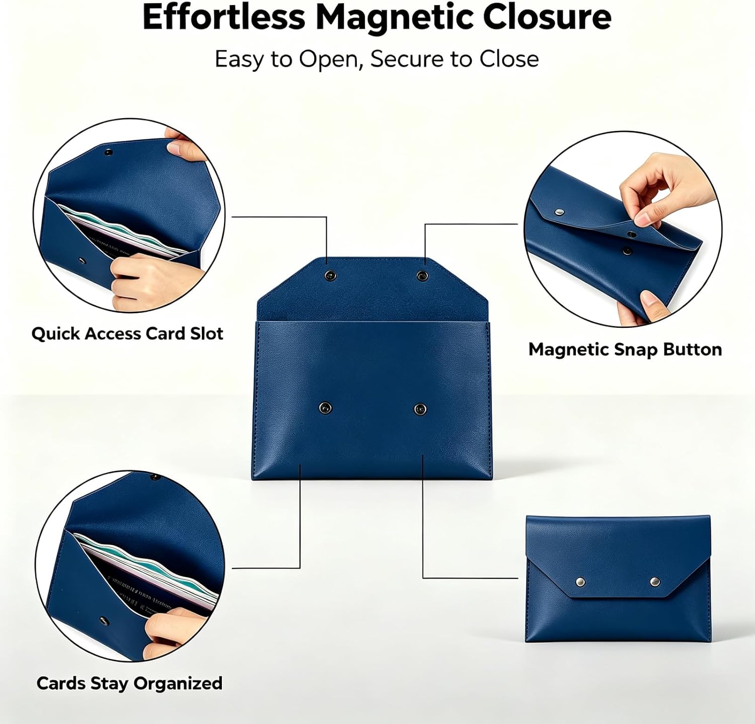 Leather Mahjong Card Clutch Holder Pouch, Protective Cover Case with Secure Closure, Pouch for Cards Mahjong Accessories, for Lover Playing Game Night, 8x6 Inch,Dark Blue image 5