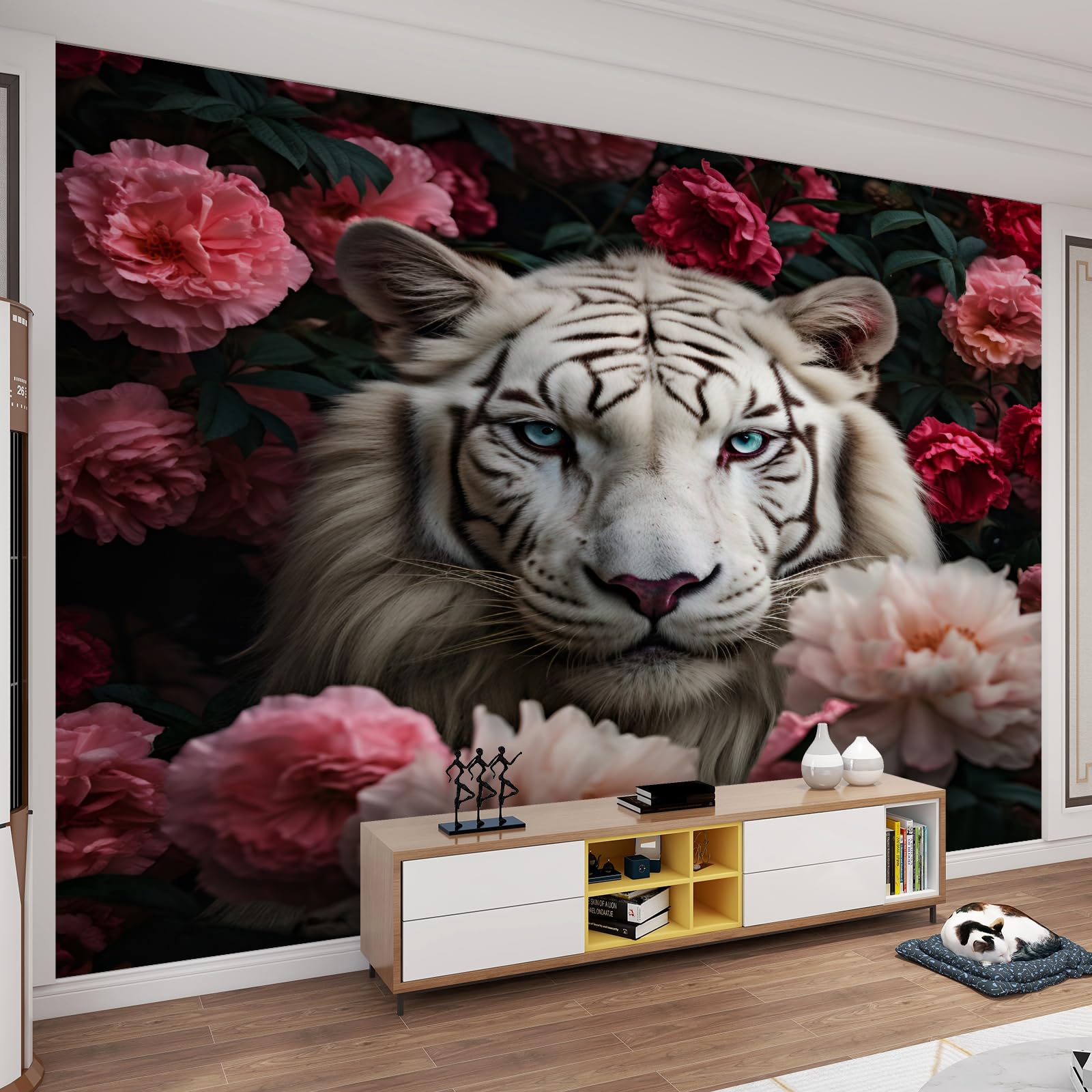 Papier peint tigre blanc pour chambre d'enfants et salon familial