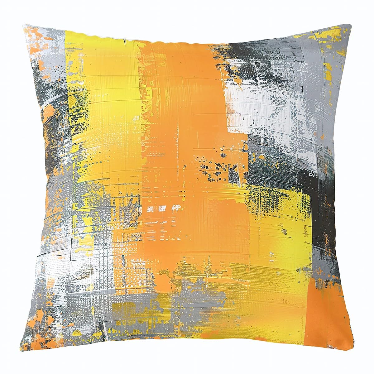 Feelyou Throw Pillow Covers, 1 Pcs, 22x22 Inches, Yellow Grey Decorative Pillow Cover, Abstract Art Painting Pillow Cases, Modern Accent Cushion Cover