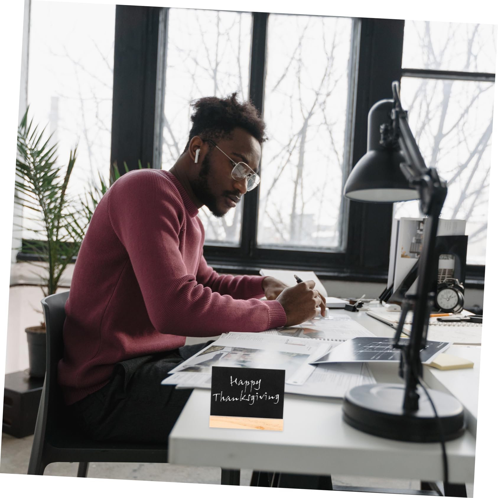 FOYTOKI 4pcs Double Sided Blackboard Decorative Message Board for Home Office Chalkboard with Arch Half Lace Base Easy to Clean Reusable