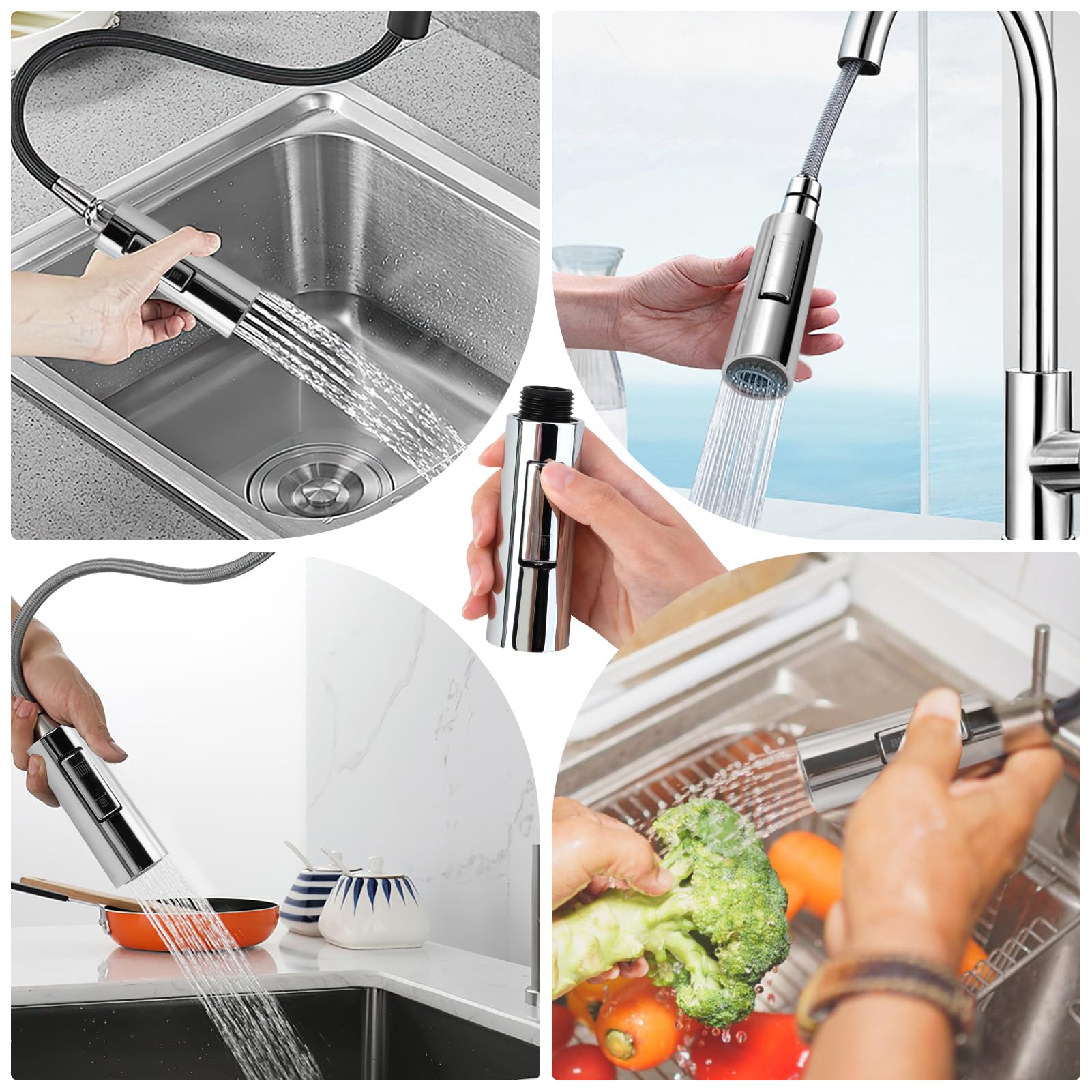 Doccetta per Lavandino Cucina, 2 Modalità, Spruzzatore Estraibile, Soffione Doccia di Ricambio in Plastica per Cucina e Bagno, Doccetta per Lavandino, Rompigetto Cucina