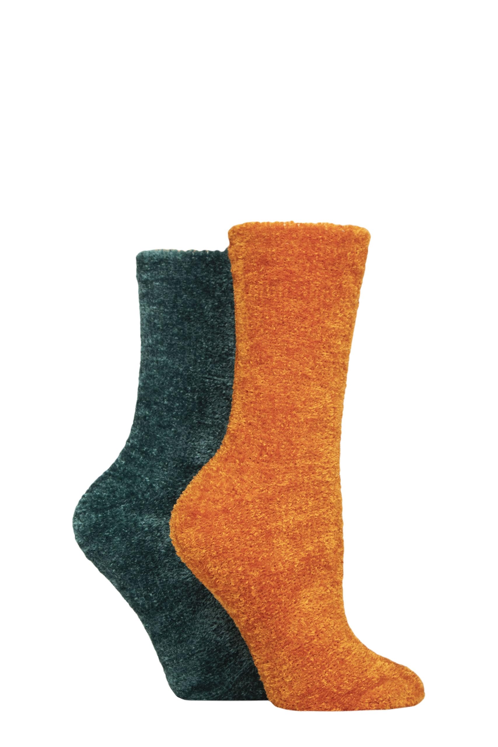 ELLE Ladies Super Soft Silky Cosy Chenille Leisure Socks Pack of 2 Size 4-8 in Assorted Colours (UK, Numeric, 4, 8, Regular, Regular, Marmalade)