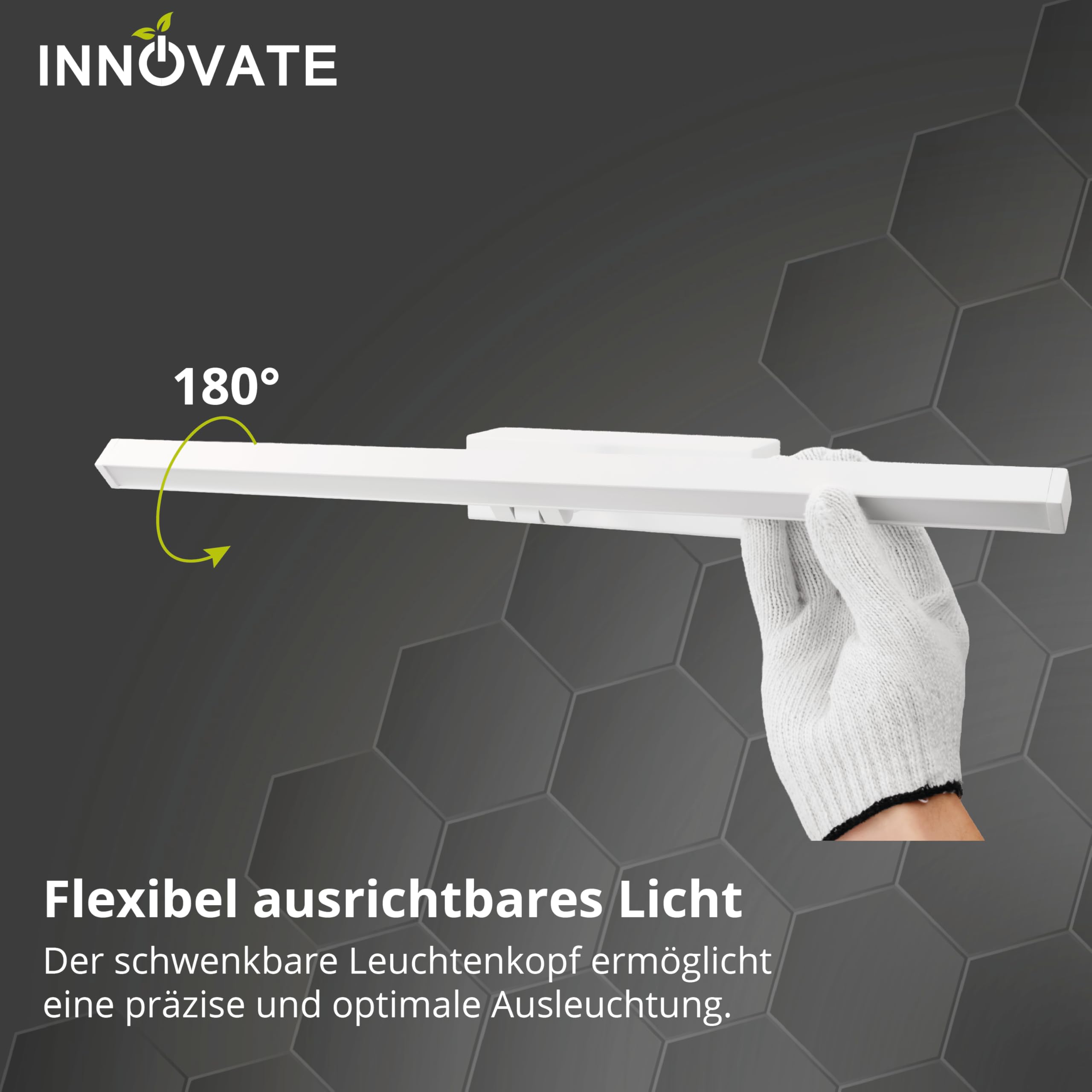INNOVATE LED Spiegelleuchte Spiegelschrank Bad Weiß [LED Lampe 230 V ColourSwitch schwenkbar] Bild Badezimmer Spiegelschrank I Schrankbeleuchtung Badezimmerschrank I Spiegelleuchte Bad Bilderlampe