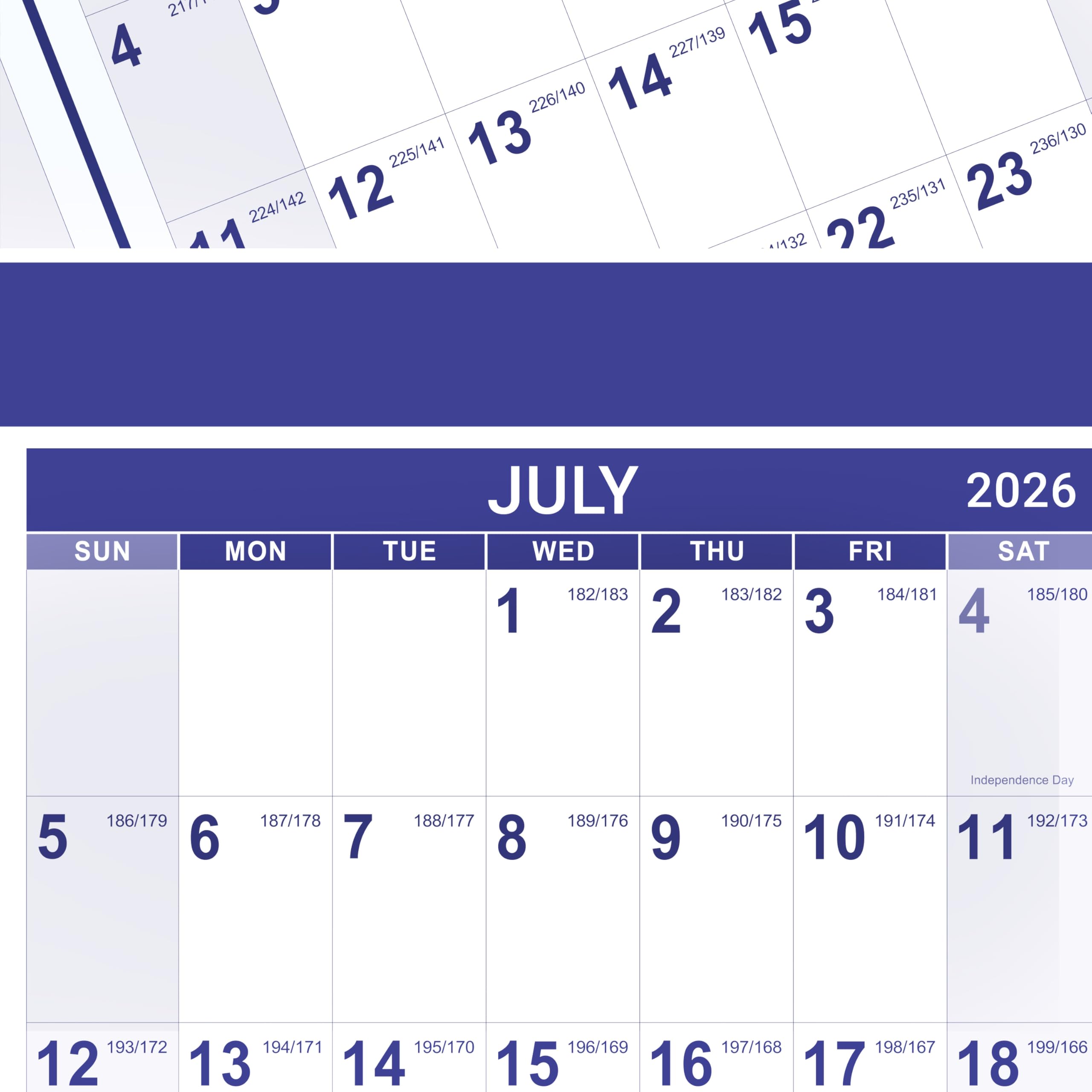 2026-2027 Yearly Wall Calendar - Calendar 2026-2027, Jul 2026