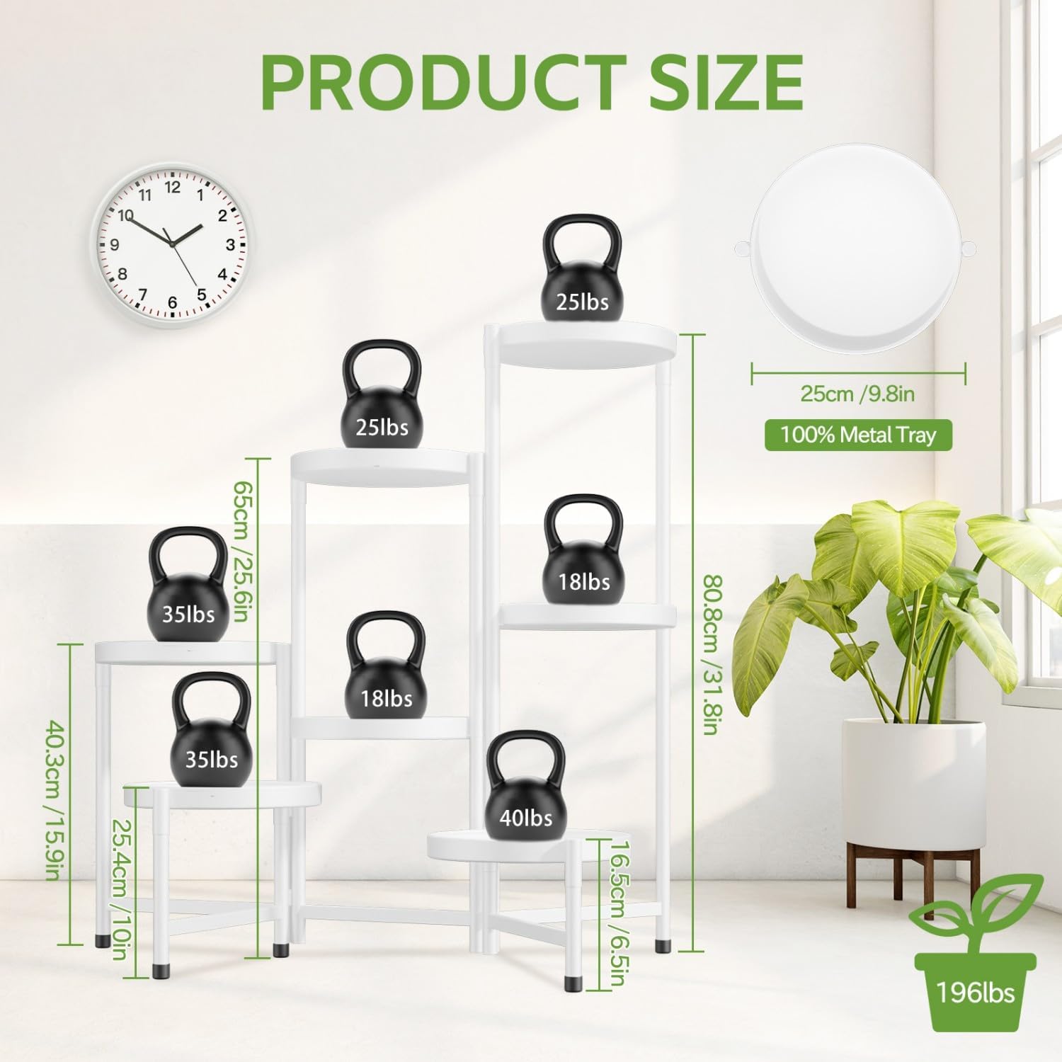 iDavosic.ly 7 Tier Large Plant Stand Indoor Outdoor, 10 In Wide Tray, White image 4