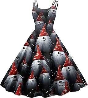 Christmas Dress for Women Spaghetti Strap Sexy Cocktail Dresses Wedding Party 50S Retro Rockabilly Holiday Dress