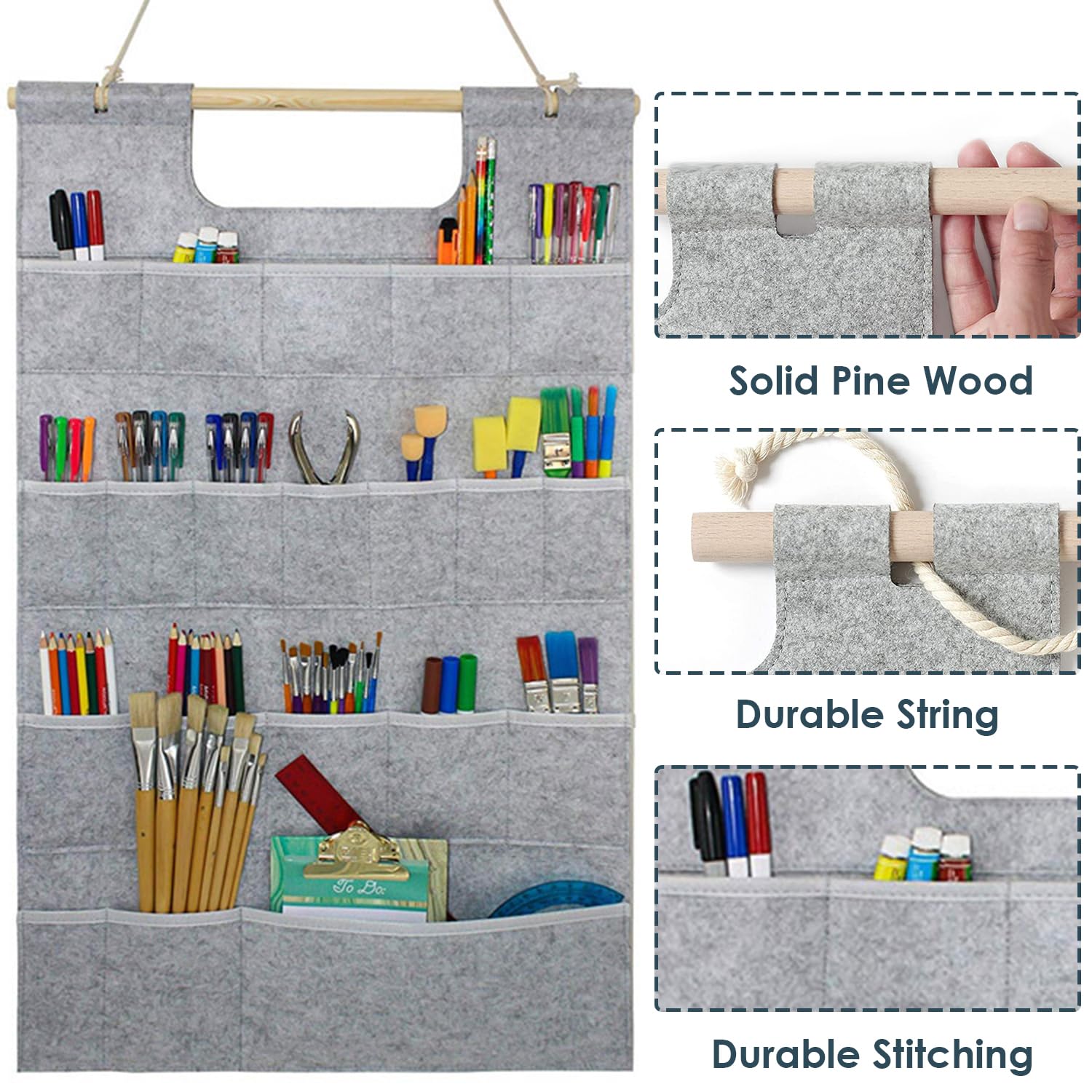 Chemlliy Wall Hanging Storage Bag with Pockets, Kitchen Accessory Shelves, Garden Tool Storage Rack