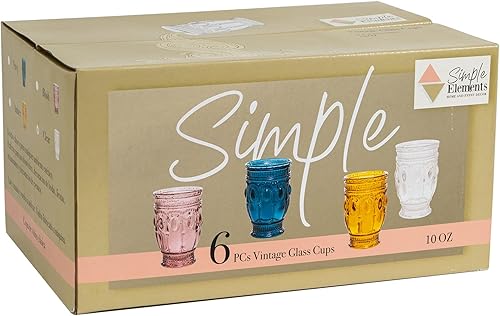 Miniatura 3 de Simple Elements - Juego de copas de vino vintage en relieve, cristalería para bebidas, cristalería vintage, cristalería para el hogar, eventos,
