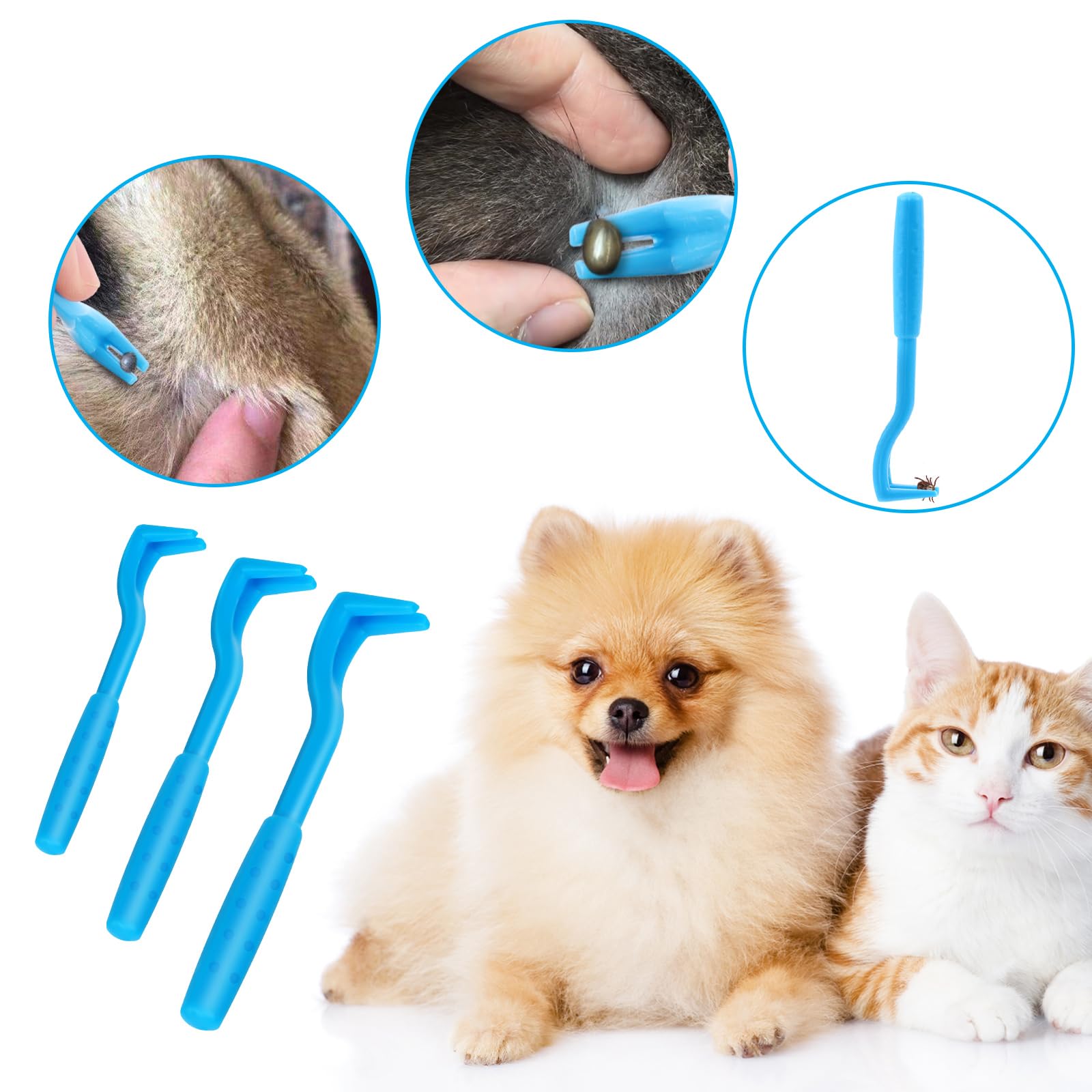 VFANDV Tire Tique pour Chiens, 3 Tailles Set Tire Tique, Crochet à Tiques, Pince à Tiques, Parfait pour Tout Kit d'urgence Tiques, Retireur de Tiques Fiable pour Chiens, Chats, Chevaux et Hommes