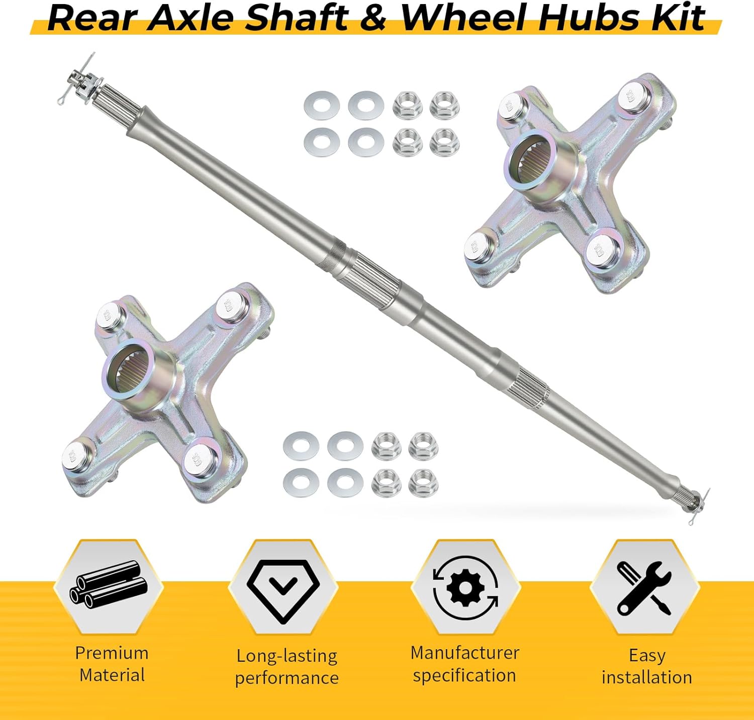 M MATI Rear Axle Shaft & Wheel Hubs Kit for Yamaha YFZ450 2006-2013 5D3-25381-00-00 5TG-25381-10-00 1PE-F53K0-00-00