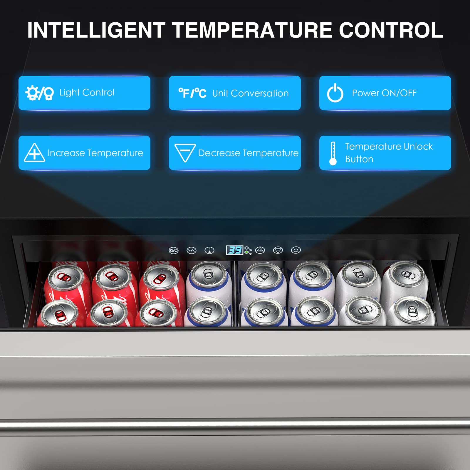 Mojgar 24 Inch Under Counter Drawer Fridge, Beverage Refrigerator with Double Drawer Storage, Built-in Beverage Refrigerator for Home & Commercial Use, Outdoor Fridge for Patio, Stainless Steel on Fridge.com