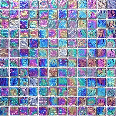 30cm x 30cm Pearl Iridiscent Dark Purple Glass Mosaic Tiles Sheet (MT0042) Cover