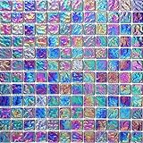 144 Steine pro Matte Glas Mosaik Fliesen Matte Violett mit mehrfarbigem Schimmer Lustrous irisierend (MT0042)