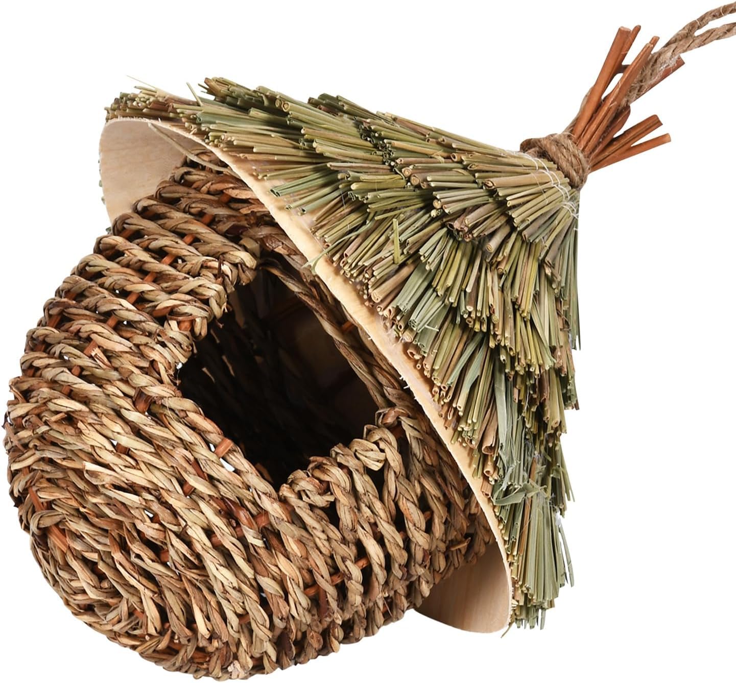 Nido per Uccelli in Vimini Intrecciato A Mano, 17x22 Cm, Casetta per Uccelli da Appendere per Pettirossi, Adatto per La Casa, Il Patio, Lalbero, Il Cortile E La Decorazione del Giardino.