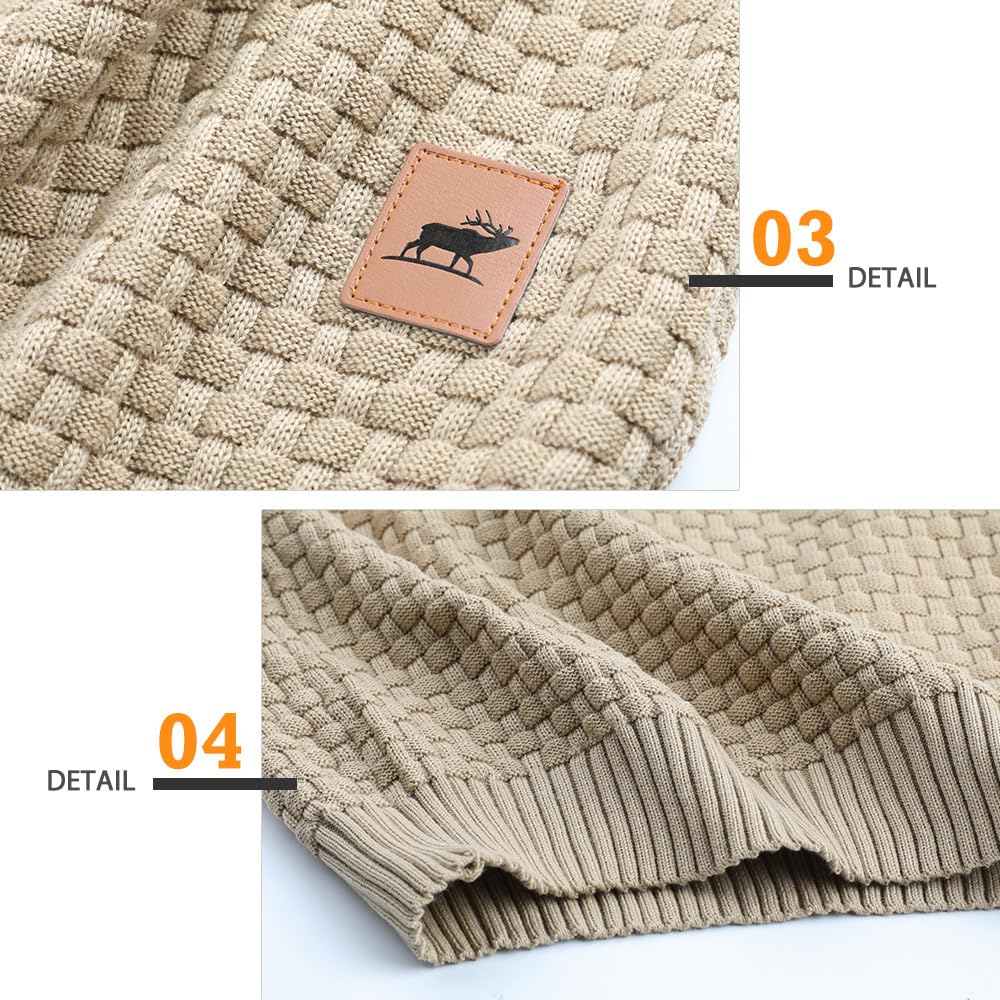 Genfien Sudadera con Capucha para Hombre Jersey con Capucha de Forro Deportiva Cuadros Jacquard de Punto Camisa de Entrenamiento Hoodie Casual Otoño Invierno