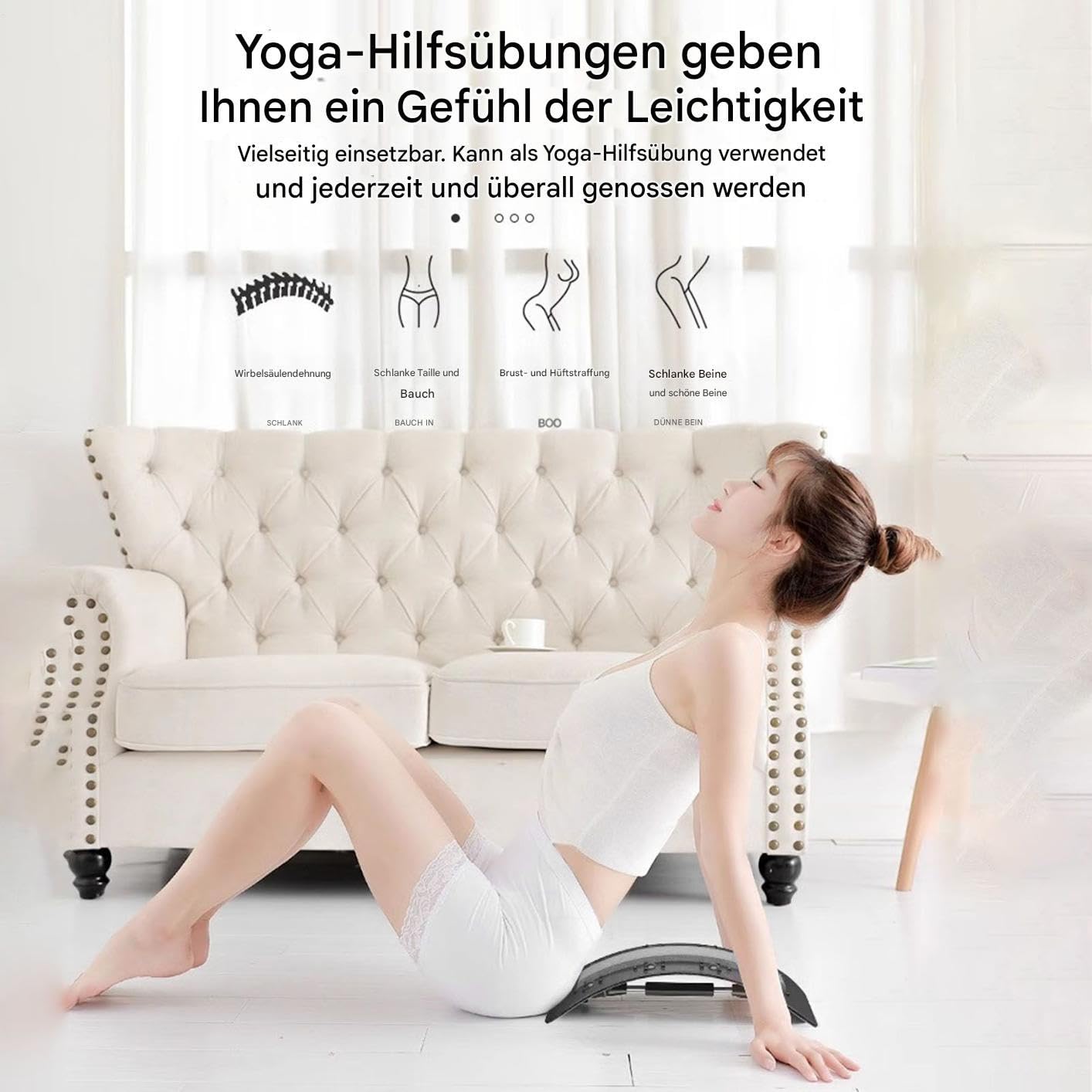 Generisch Back Stretcher, Adjustable Waist Cracker Board for and Correction, Multi-Level Back Massager for Car, Bed, Travel, Yoga, Pilates, and Workout Recovery 37x21.5cm