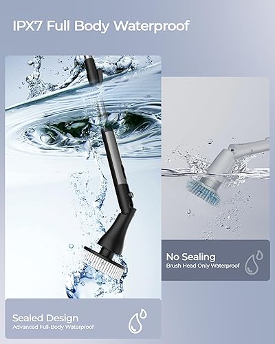 Miniatura 8 de MayKing Depurador eléctrico giratorio con 9 cabezales de cepillo, limpiador eléctrico inalámbrico ajustable de 3 ángulos y 4 longitudes, pantalla